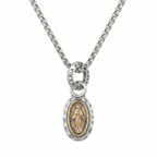 Silver-plated Catholic medal pendant necklace with the image of Mary