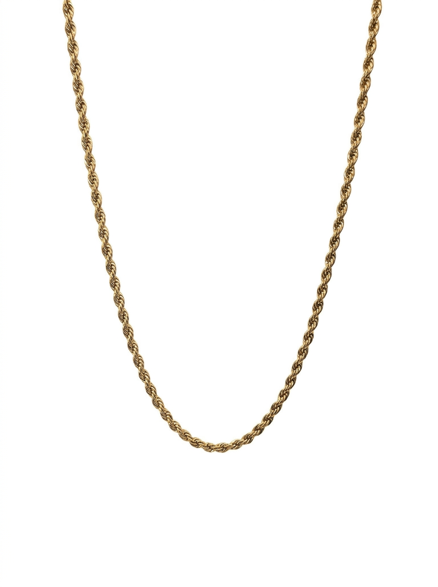 3mm gold-tone rope chain necklace in stainless steel