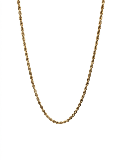 3mm gold-tone rope chain necklace in stainless steel