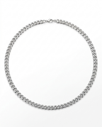 Silver Cuban link chain necklace in polished stainless steel