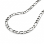 Silver Figaro chain necklace in polished stainless steel
