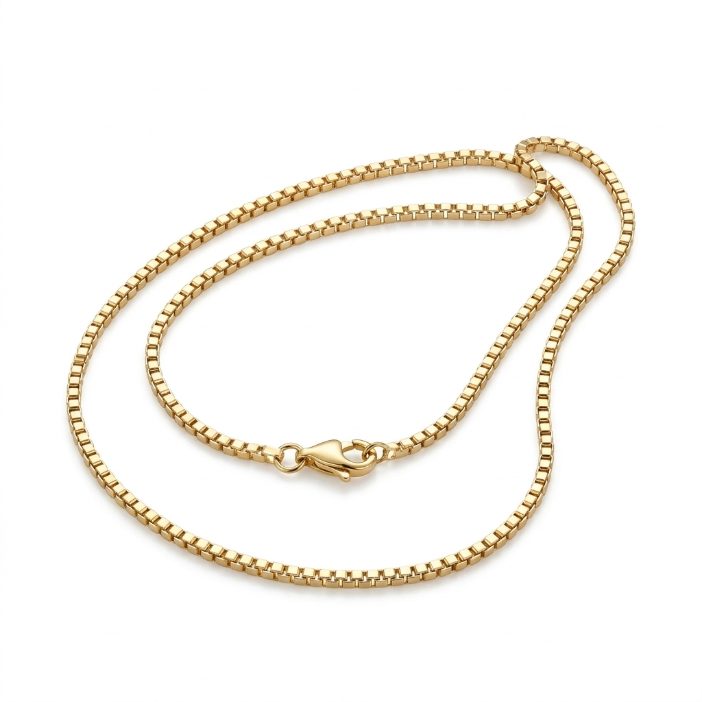 2mm gold-tone stainless steel box chain necklace for men