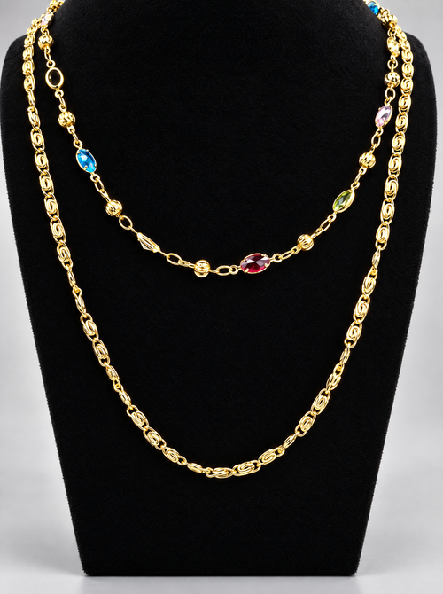 Two-piece layered necklace set in 18K gold vermeil